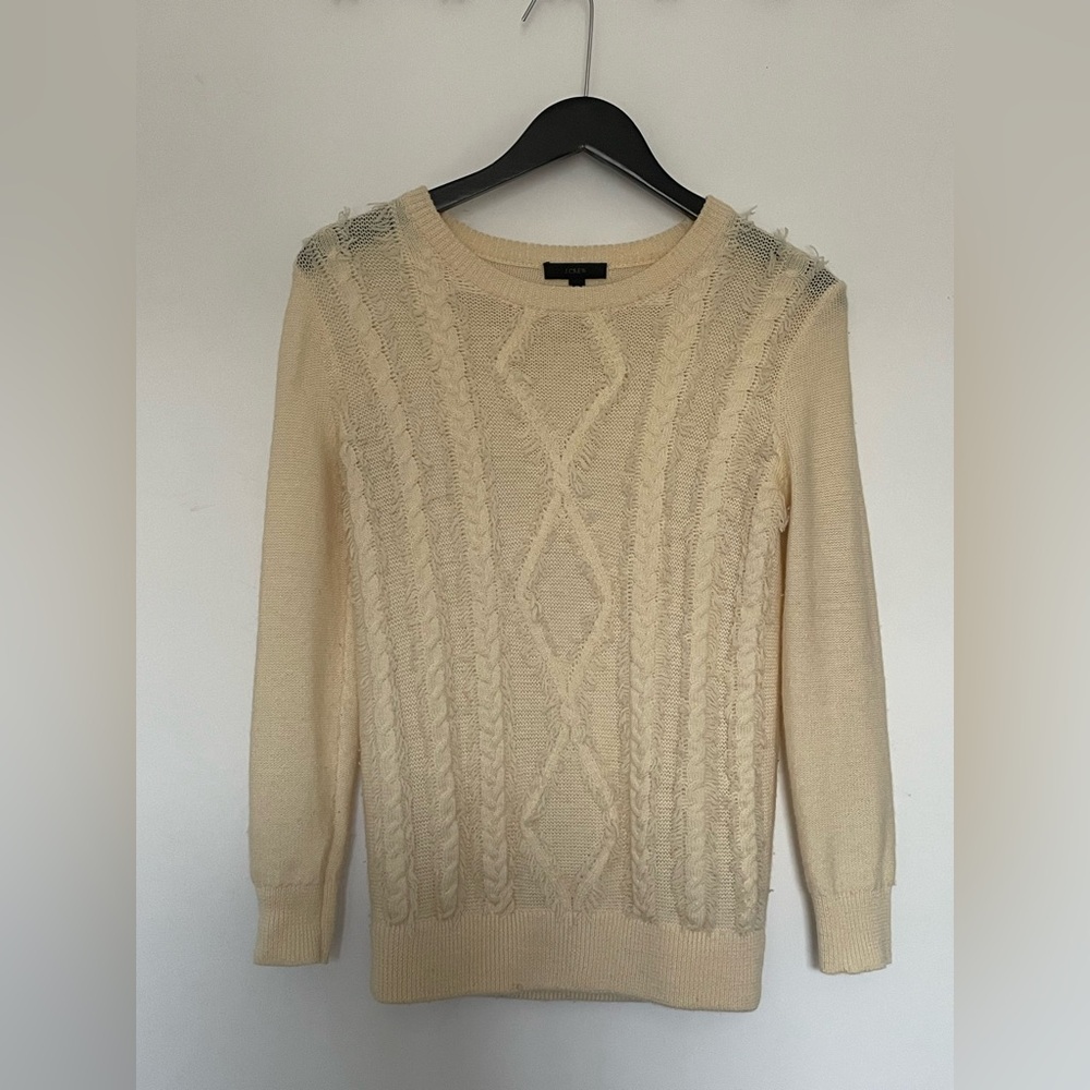 J. Crew Cream Textured Knit Sweater 100% merino wool